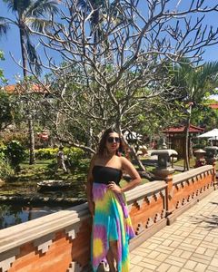 Boho Tie-Dye Strapless Maxi Dress