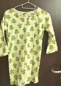 Light Yellow Floral Print Kurta