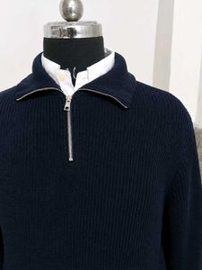Men's Navy Blue Zipper Sweater