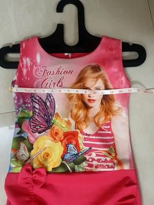 Hot Pink Partywear Frock For 7 To 11 Years Girls