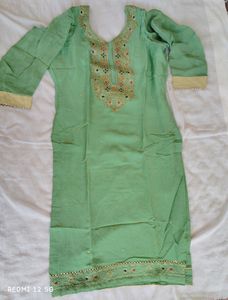 Stitched Embroidered Green Plazo Suit With Dupatta