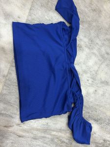 Vibrant Blue Off-Shoulder Twist Crop Top