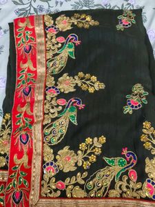 heavy wedding wear saree with blouse