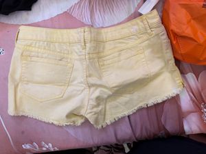 Women's Yellow Denim Shorts