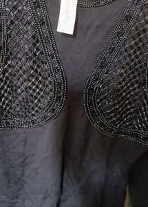 Elegant Black Beaded Statement Blouse