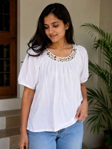 VERO MODA ओरिजिनल व्हाइट कॉटन टॉप (L Size) 🤍