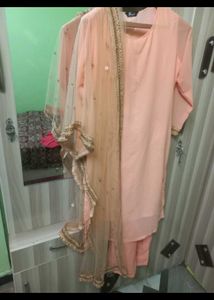 Elegant Peach Kurta Set with Dupatta