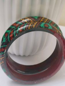 wooden Vibrant Patterned Bangles Set of 2