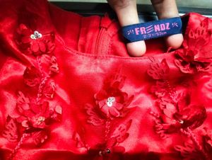 Adorable Red Embellished Party Dress