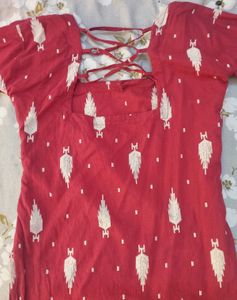 Magenta Printed Cotton Kurta