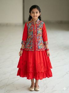 Adorable Red Ethnic Dress for Girls