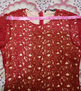 Zara Maroon Lace Dress