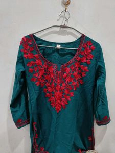 printed gree kurtaa for women