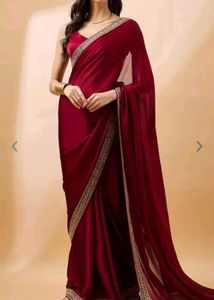 Maroon Saree with Gold Embellishments