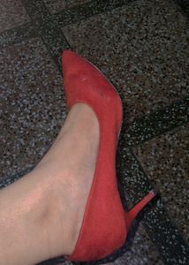 Chic Red Suede Stiletto Heels