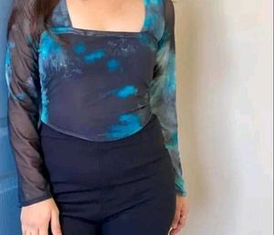 Stylish Mesh Tie-Dye Top