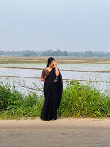 Elegant Black Saree with Designer Blouse