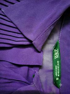 ZARA Deep Purple Pleated Ruffle Shirtgirls✨