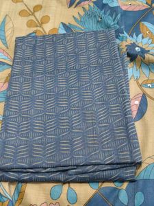 Floral Print teal blue pure jaam cotton suit