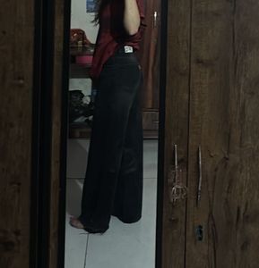 Black off duty Wide Leg Jeans