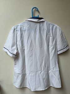 Chic White Short Sleeve Button-Up Top