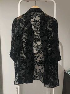 Black Floral Sheer Kimono Jacket