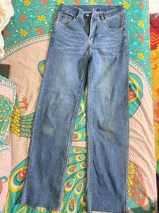 Blue Denim Straight Leg Jeans