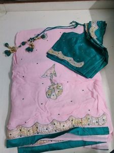 Pink Colour With Nice Combination Blouse