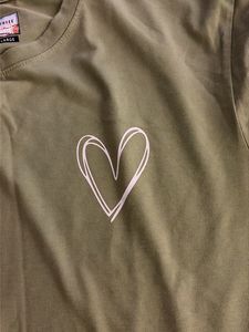 Olive Green Heart Graphic T-Shirt