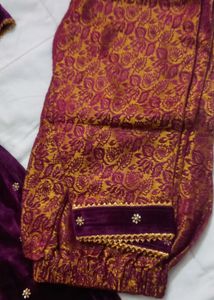 Velvet zari work suit