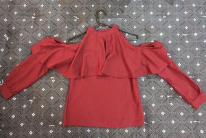 Maroon Cut Shoulder Top