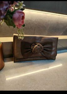 Chic Brown Clutch with Bow Detail