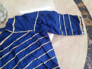 Royal Blue Kurta with Silver Stripe