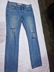 Blue Distressed Denim Jeans