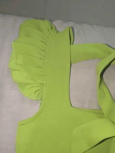 Lime Green Ruffle Sleeve Top