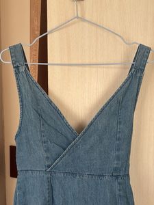 Blue Denim Midi Dress with white top (Combo set)