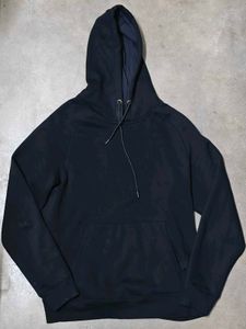 Solid Black Fluffy Hoodie Size L