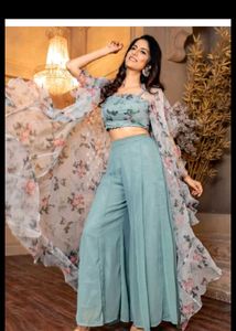 Floral Print Palazzo Suit with Shrug