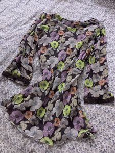 Y2k Sheer Floral Print Top