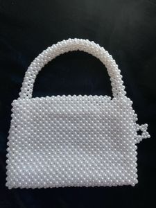 Handmade Elegant White Pearl Beaded Clutch