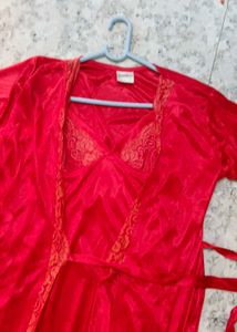 Red Satin two piece nighty