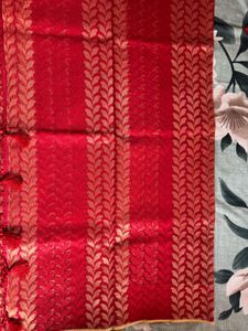 Elegant Red & Gold Brocade Saree