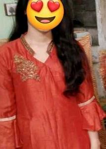 Elegant Red Kurta with Golden Embroidery