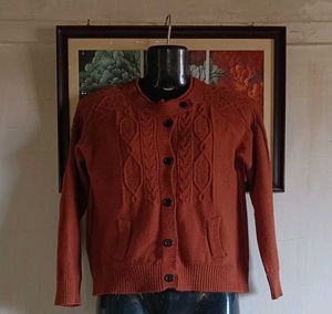 Vintage Knit Cardigan - Rust Color