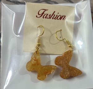 Butterfly Dangle Earrings - Golden Glitter koi b 2