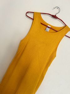 Vibrant Yellow Sleeveless Bodycon Dress