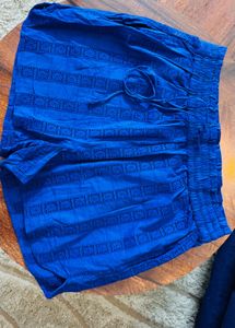 Vibrant Blue Schiffli Shorts- Mango