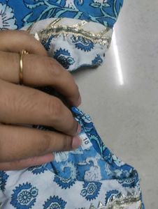 Blue white kurta sharara set