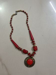 Boho Red Stone Pendant Necklace