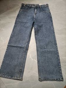 Trendy Wide Leg Acid Wash Jeans